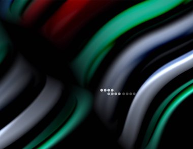 Siyah, sıvı sıvı renk dalgalarında ipeksi çizgiler. Vektör İllüstrasyonu