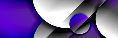 Dinamik trend geometrik soyut arka plan. Çemberler, yuvarlak şekiller üç boyutlu gölge efektleri ve sıvı eğimleri. Modern üst üste bindirme biçimleri