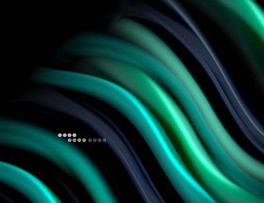 Siyah, sıvı sıvı renk dalgalarında ipeksi çizgiler. Vektör İllüstrasyonu