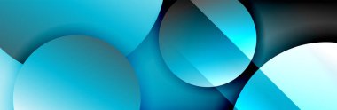 Dinamik trend geometrik soyut arka plan. Çemberler, yuvarlak şekiller üç boyutlu gölge efektleri ve sıvı eğimleri. Modern üst üste bindirme biçimleri