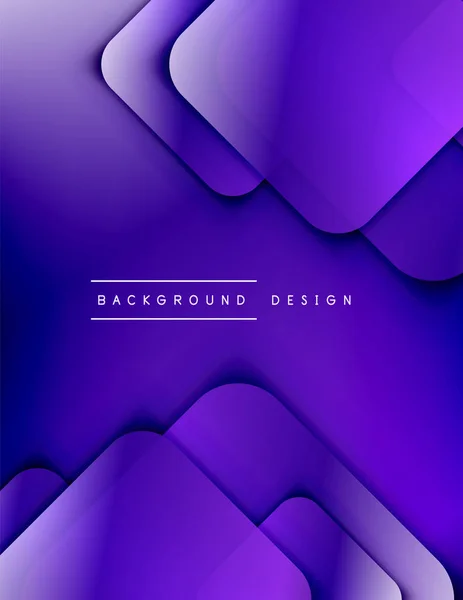 Rounded squares shapes composition geometric abstract background. 3D shadow effects and fluid gradients. Modern overlapping forms. — Stock Vector