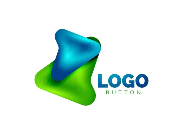 Pfeil-Logo-Vorlage. oder spielen oder herunterladen Button Logotyp Vorlage. minimales geometrisches Design, 3D-geometrisches fettes Symbol im Reliefstil mit Effekt der Farbmischung. Vektorillustration — Stockvektor