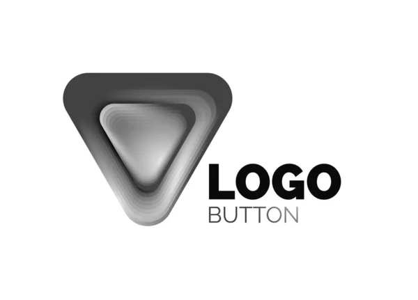 Juega, flecha o descargar icono de botón, diseño mínimo de la plantilla de logotipo de negocios. 3d geométrico negrita en estilo de relieve con efecto de pasos de mezcla de color. Ilustración vectorial para fondo de pantalla, Banner, Fondo, Tarjeta — Archivo Imágenes Vectoriales