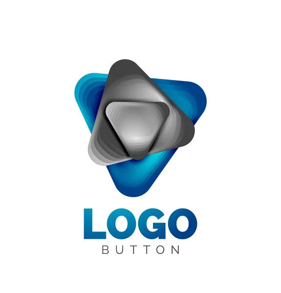 Juega, flecha o descargar icono de botón, diseño mínimo de la plantilla de logotipo de negocios. 3d geométrico negrita en estilo de relieve con efecto de pasos de mezcla de color. Ilustración vectorial para fondo de pantalla, Banner, Fondo, Tarjeta — Vector de stock