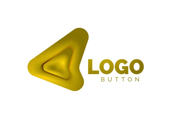 Pfeil-Logo-Vorlage. oder spielen oder herunterladen Button Logotyp Vorlage. minimales geometrisches Design, 3D-geometrisches fettes Symbol im Reliefstil mit Effekt der Farbmischung. Vektorillustration — Stockvektor