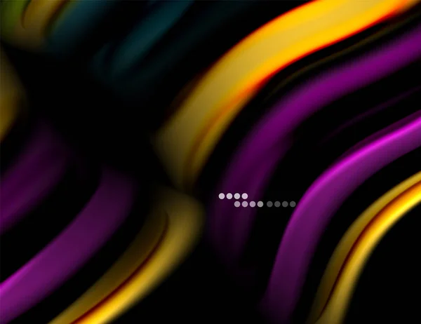 Lignes lisses en soie sur des ondes de couleur liquide et noire. Illustration vectorielle — Image vectorielle