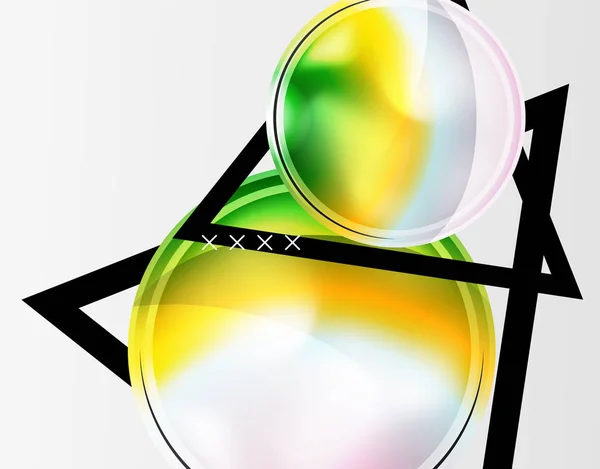 Fondo abstracto - burbujas de vidrio brillante, formas abstractas de esfera. Ilustración de vectores para fondos de pantalla, Banner, Fondo, Tarjeta, Ilustración de libros, landing page — Vector de stock