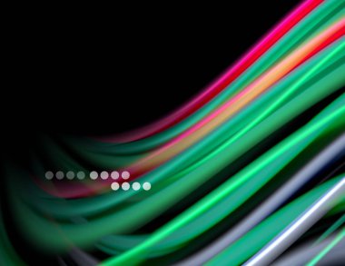 Siyah, sıvı sıvı renk dalgalarında ipeksi çizgiler. Vektör İllüstrasyonu