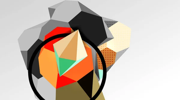 Fondo abstracto - composición de formas geométricas poligonales 3d. Ilustración de vectores para fondos de pantalla, Banner, Fondo, Tarjeta, Ilustración de libros, landing page — Archivo Imágenes Vectoriales