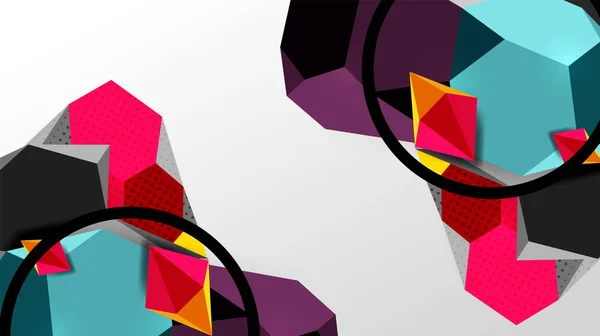 Fondo abstracto - composición de formas geométricas poligonales 3d. Ilustración de vectores para fondos de pantalla, Banner, Fondo, Tarjeta, Ilustración de libros, landing page — Archivo Imágenes Vectoriales