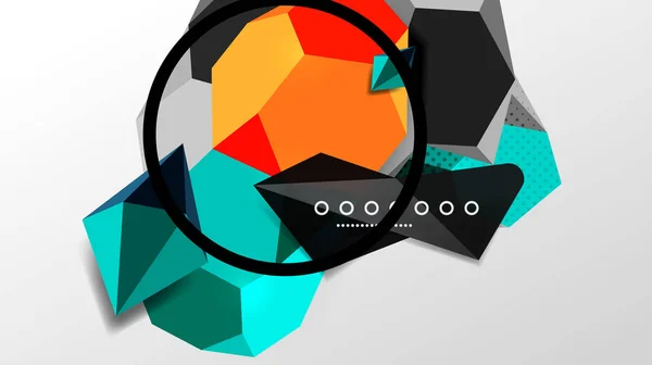 Fondo abstracto - composición de formas geométricas poligonales 3d. Ilustración de vectores para fondos de pantalla, Banner, Fondo, Tarjeta, Ilustración de libros, landing page — Archivo Imágenes Vectoriales