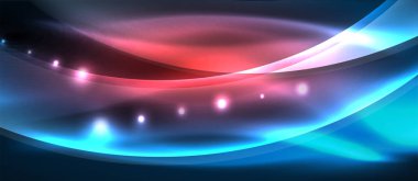 Abstract background. Shiny design neon waves with light effects, techno trendy design. Vector Illustration For Wallpaper, Banner, Background, Card, Book Illustration, landing page