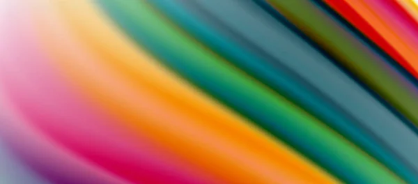 Dalga çizgileri soyut arkaplan, gökkuşağı tarzı renklerle düz ipek tasarım. Sıvı sıvı renk dalgaları. Vektör İllüstrasyonu — Stok Vektör