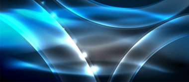 Abstract background. Shiny design neon waves with light effects, techno trendy design. Vector Illustration For Wallpaper, Banner, Background, Card, Book Illustration, landing page