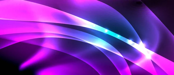 Abstract background. Shiny design neon waves with light effects, techno trendy design. Vector Illustration For Wallpaper, Banner, Background, Card, Book Illustration, landing page — ストックベクタ