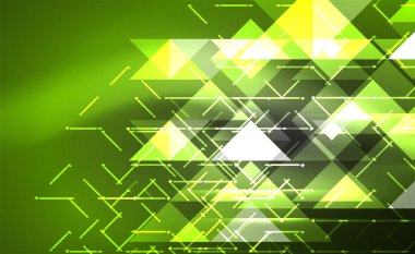 Abstract background, mosaic triangle pattern with transparent effects on glowing neon shiny backdrop. Vector Illustration For Wallpaper, Banner, Background, Card, Book Illustration, landing page