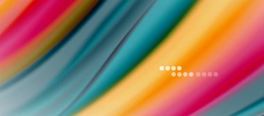 Dalga çizgileri soyut arkaplan, gökkuşağı tarzı renklerle düz ipek tasarım. Sıvı sıvı renk dalgaları. Vektör İllüstrasyonu