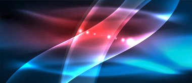 Abstract background. Shiny design neon waves with light effects, techno trendy design. Vector Illustration For Wallpaper, Banner, Background, Card, Book Illustration, landing page