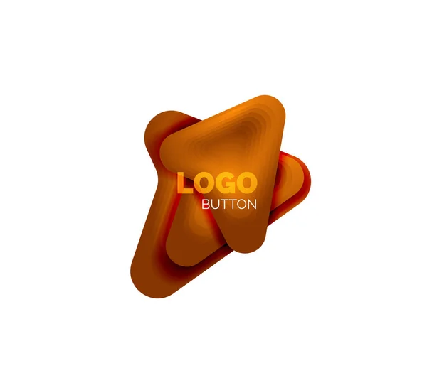 Modelo de logotipo de seta. Ou reproduzir ou baixar modelo de logotipo botão. Design geométrico mínimo, símbolo 3D em negrito geométrico em estilo de relevo com efeito de etapas de mistura de cores. Ilustração vetorial — Vetor de Stock