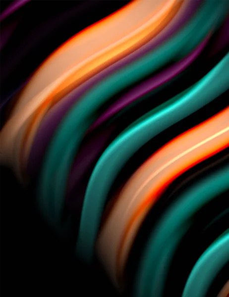 Linhas lisas de seda em ondas de cor de líquido preto. Ilustração vetorial —  Vetores de Stock