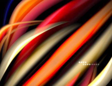 Siyah, sıvı sıvı renk dalgalarında ipeksi çizgiler. Vektör İllüstrasyonu