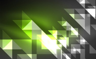 Abstract background, mosaic triangle pattern with transparent effects on glowing neon shiny backdrop. Vector Illustration For Wallpaper, Banner, Background, Card, Book Illustration, landing page