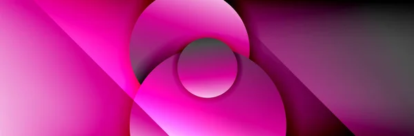 Fondo abstracto geométrico dinámico de moda. Círculos, formas redondas efectos de sombra 3d y gradientes fluidos. Formas redondas superpuestas modernas — Vector de stock