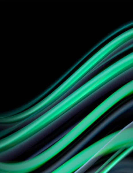 Шовкові гладкі лінії на чорних, рідких кольорових хвилях. Векторна ілюстрація — стоковий вектор