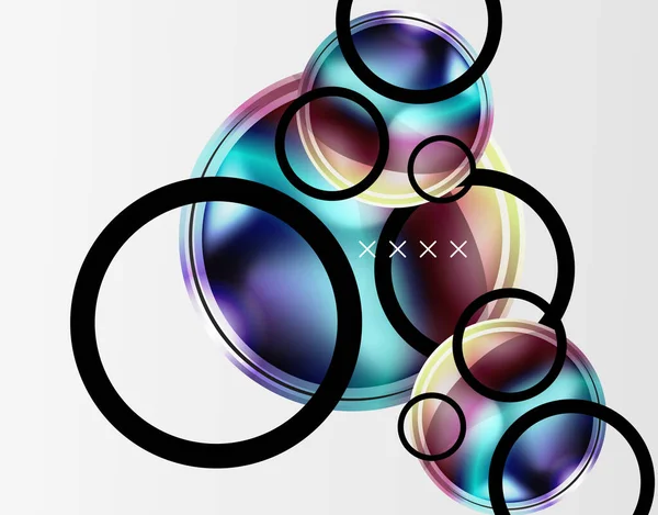 Fondo abstracto - burbujas de vidrio brillante, formas abstractas de esfera. Ilustración de vectores para fondos de pantalla, Banner, Fondo, Tarjeta, Ilustración de libros, landing page — Archivo Imágenes Vectoriales