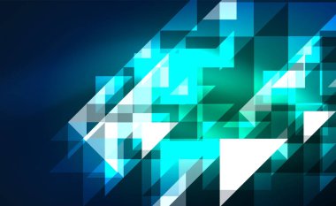 Abstract background, mosaic triangle pattern with transparent effects on glowing neon shiny backdrop. Vector Illustration For Wallpaper, Banner, Background, Card, Book Illustration, landing page