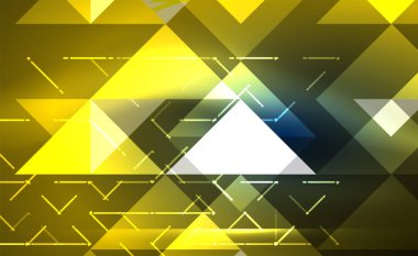 Abstract background, mosaic triangle pattern with transparent effects on glowing neon shiny backdrop. Vector Illustration For Wallpaper, Banner, Background, Card, Book Illustration, landing page