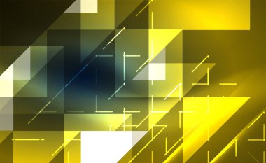 Abstract background, mosaic triangle pattern with transparent effects on glowing neon shiny backdrop. Vector Illustration For Wallpaper, Banner, Background, Card, Book Illustration, landing page
