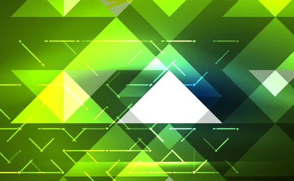 Abstract background, mosaic triangle pattern with transparent effects on glowing neon shiny backdrop. Vector Illustration For Wallpaper, Banner, Background, Card, Book Illustration, landing page — ストックベクタ