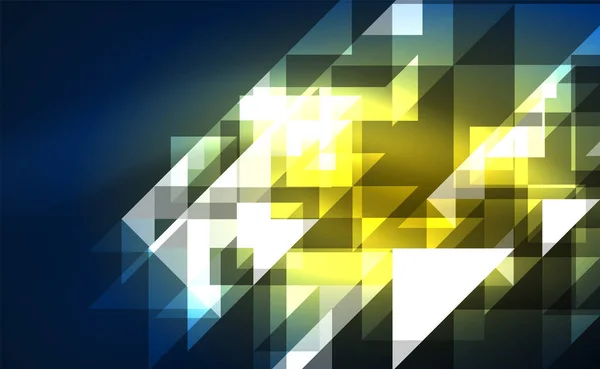 Abstracte achtergrond, mozaïek driehoek patroon met transparante effecten op gloeiende neon glanzende achtergrond. Vector Illustratie voor Behang, Banner, Achtergrond, Kaart, Boek Illustratie, Landingspagina — Stockvector