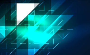 Abstract background, mosaic triangle pattern with transparent effects on glowing neon shiny backdrop. Vector Illustration For Wallpaper, Banner, Background, Card, Book Illustration, landing page