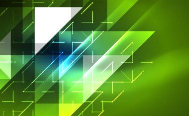 Abstract background, mosaic triangle pattern with transparent effects on glowing neon shiny backdrop. Vector Illustration For Wallpaper, Banner, Background, Card, Book Illustration, landing page