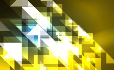Abstract background, mosaic triangle pattern with transparent effects on glowing neon shiny backdrop. Vector Illustration For Wallpaper, Banner, Background, Card, Book Illustration, landing page