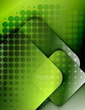 Yuvarlak kareler geometrik soyut arkaplan bileşimini şekillendirir. Üç boyutlu gölge efektleri ve sıvı eğimleri. Modern çakışma biçimleri.