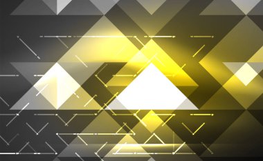 Abstract background, mosaic triangle pattern with transparent effects on glowing neon shiny backdrop. Vector Illustration For Wallpaper, Banner, Background, Card, Book Illustration, landing page