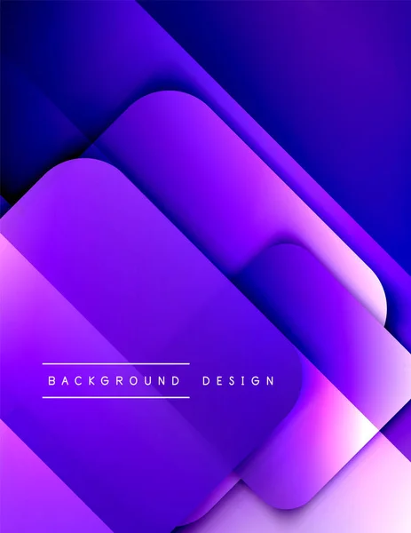 Rounded squares shapes composition geometric abstract background. 3D shadow effects and fluid gradients. Modern overlapping forms. — Stock Vector