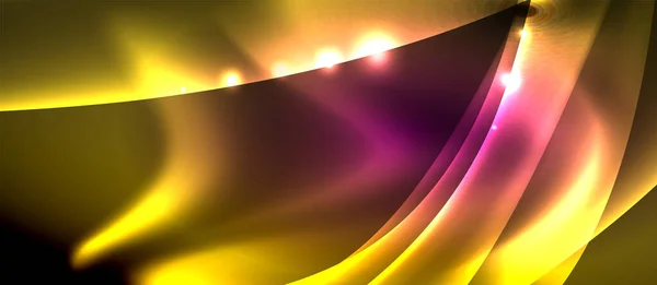 Fondo abstracto. Olas de neón de diseño brillante con efectos de luz, diseño de moda techno. Ilustración de vectores para fondos de pantalla, Banner, Fondo, Tarjeta, Ilustración de libros, landing page — Vector de stock