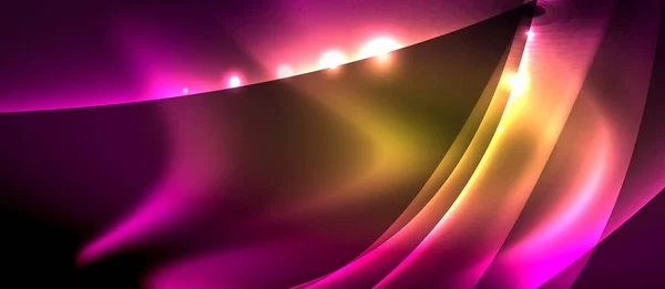 Fondo abstracto. Olas de neón de diseño brillante con efectos de luz, diseño de moda techno. Ilustración de vectores para fondos de pantalla, Banner, Fondo, Tarjeta, Ilustración de libros, landing page — Archivo Imágenes Vectoriales