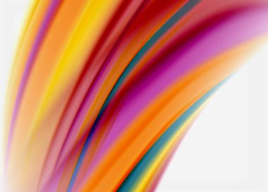 Dalga çizgileri soyut arkaplan, gökkuşağı tarzı renklerle düz ipek tasarım. Sıvı sıvı renk dalgaları. Vektör İllüstrasyonu