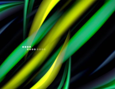 Siyah, sıvı sıvı renk dalgalarında ipeksi çizgiler. Vektör İllüstrasyonu