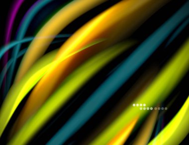 Siyah, sıvı sıvı renk dalgalarında ipeksi çizgiler. Vektör İllüstrasyonu