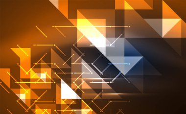 Abstract background, mosaic triangle pattern with transparent effects on glowing neon shiny backdrop. Vector Illustration For Wallpaper, Banner, Background, Card, Book Illustration, landing page