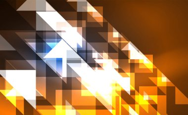 Abstract background, mosaic triangle pattern with transparent effects on glowing neon shiny backdrop. Vector Illustration For Wallpaper, Banner, Background, Card, Book Illustration, landing page