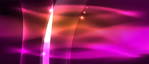 Latar belakang abstrak. Desain gelombang neon berkilau dengan efek cahaya, desain trendi techno. Vector Illustration Untuk Wallpaper, Banner, Latar Belakang, Kartu, Ilustrasi Buku, halaman pendaratan - Stok Vektor