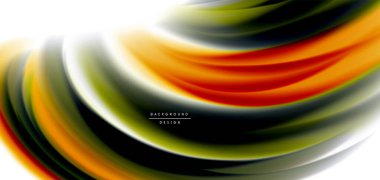 Beyaz, sıvı sıvı renk dalgalarında ipeksi çizgiler. Vector Illustrations for Duvar Kağıdı, Banner, Arkaplan, Kart, Kitap, İllüstrasyon, iniş sayfası, kapak, pankart, poster, afiş, el ilanı, tasarım