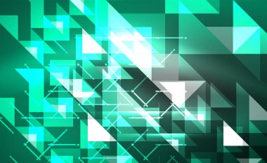 Abstract background, mosaic triangle pattern with transparent effects on glowing neon shiny backdrop. Vector Illustration For Wallpaper, Banner, Background, Card, Book Illustration, landing page